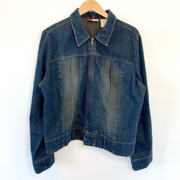 Vintage Faded Glory Y2K Jean Zip Up Fur Jacket - Picture 9 of 9